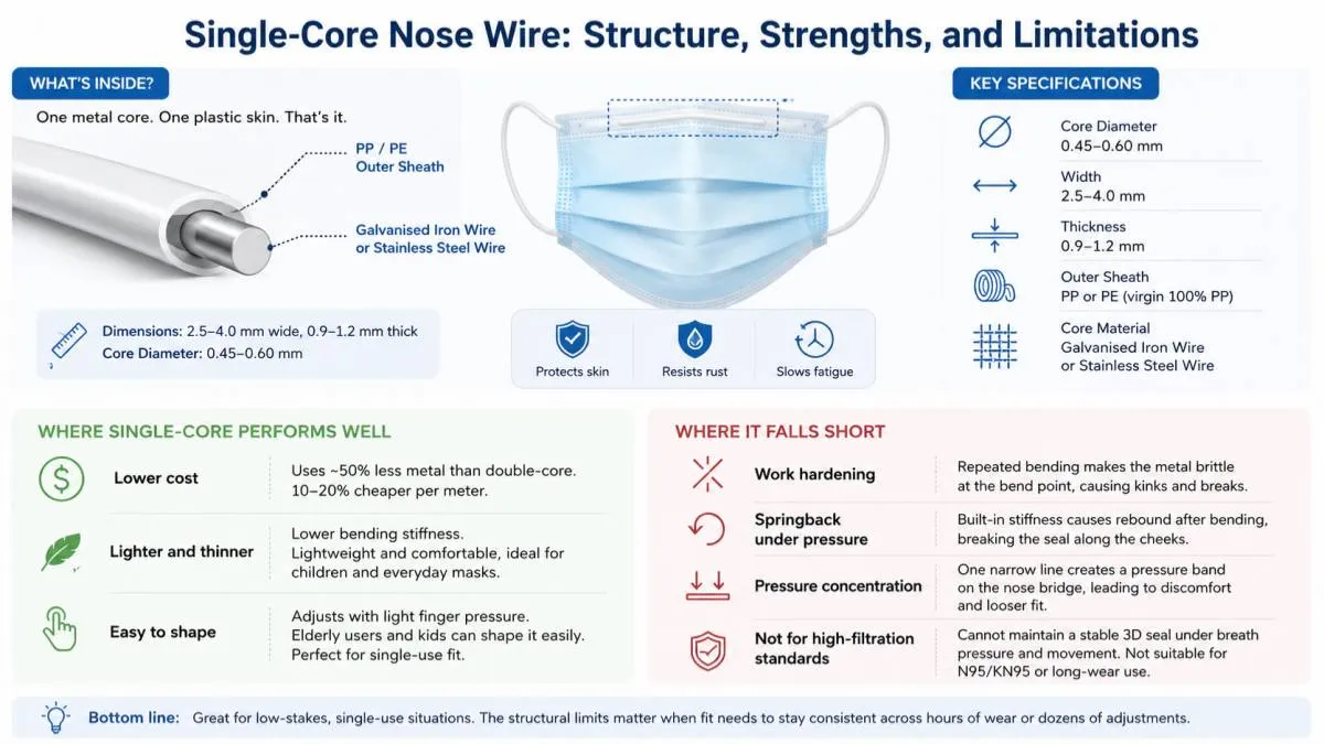 Single-Core Face Mask Nose Wire